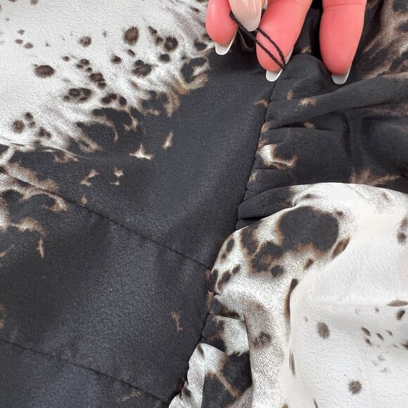 Jessica Simpson Christina Print Black White Watercolor Plunging Back Tunic Dress - Picture 6 of 15